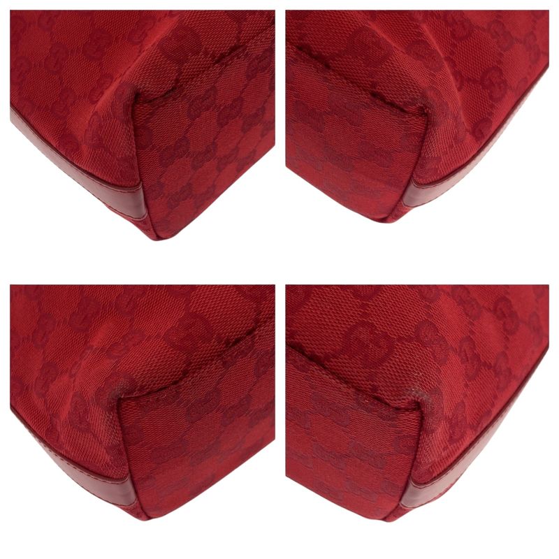 Gucci Red Silver Hardware GG Canvas 000 0602 Shoulder Bag Shoulder Women 504651