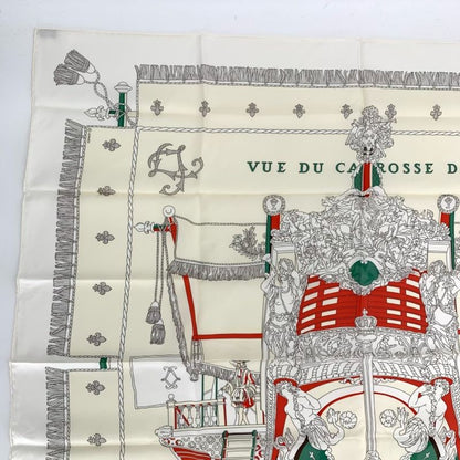 Hermes Carre 90 VUE DU Carrosse DE LA Galere LA Reale Queen's Coronation White