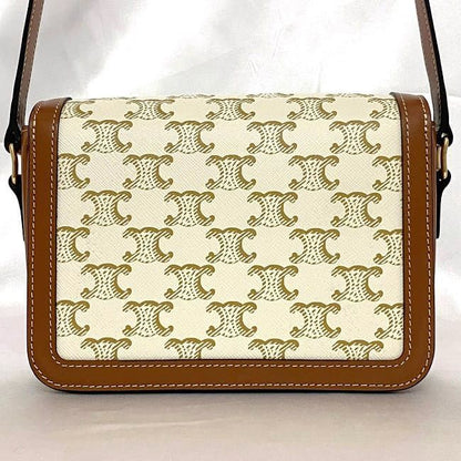 Celine Shoulder Bag F21151 White Brown Triomphe