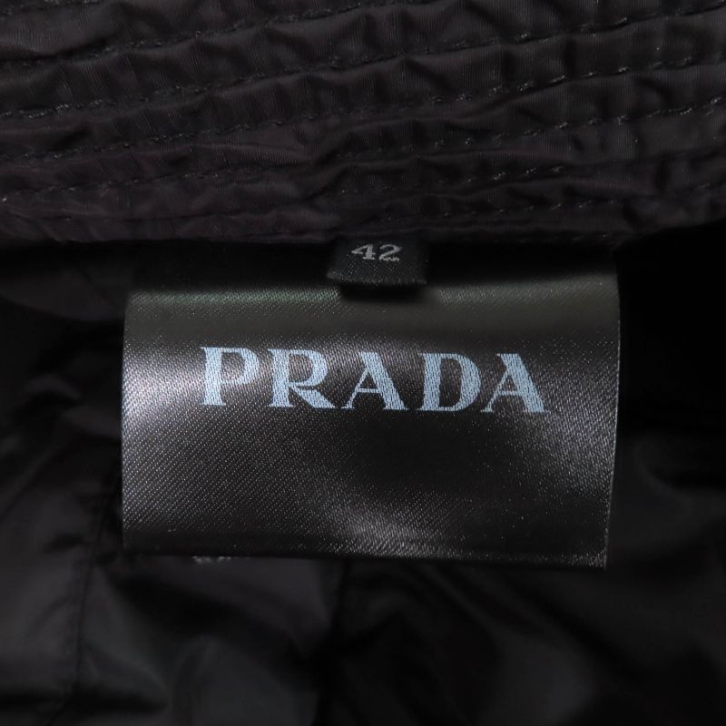 Prada 290545 Triangle Logo Zip Up Down Jacket Outerwear Black 42 Women
