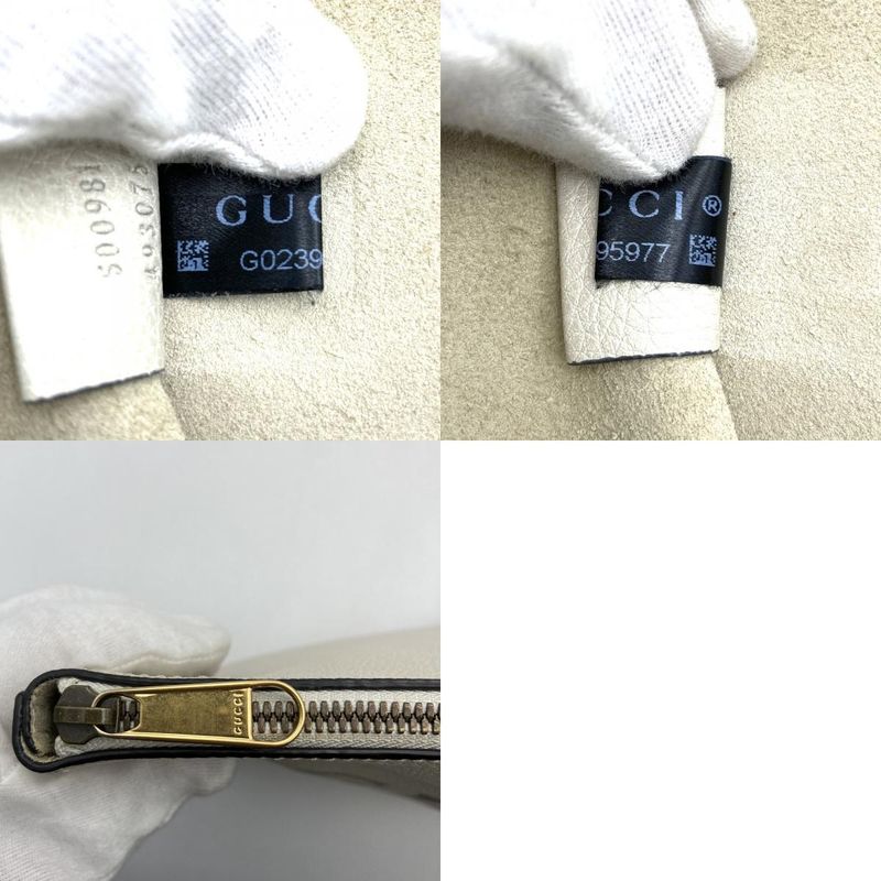 Gucci 500981 Portfolio Clutch Bag White Leather Women Men