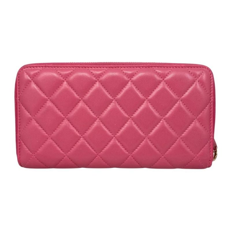 Chanel Long Wallet Long Zip Round Wallet Ap1590 Matelasse Lambskin Coco Mark