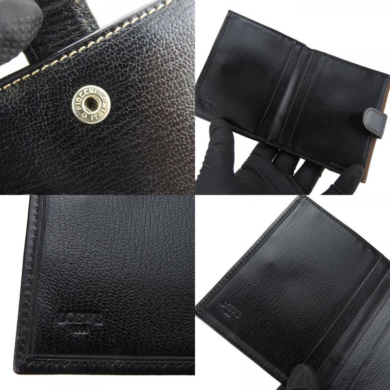 Loewe Bifold Wallet Velasquez Leather Black Brown Gold Hardware Everyday Use