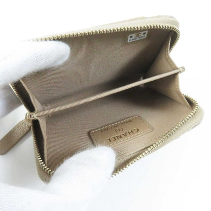 CHANEL Ap1650 Timeless Classic Caviar Skin Coin Purse / Coin Case Beige