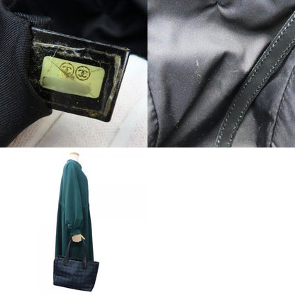 Chanel Tote Bag New Travel Line Coco Mark Jacquard Nylon Leather Black Gold