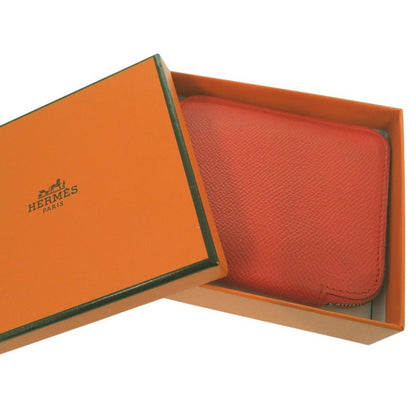Hermes Azap Compact Silk Quinn Coin Case X TS 011 AU Leather Orange 0097 Hermes