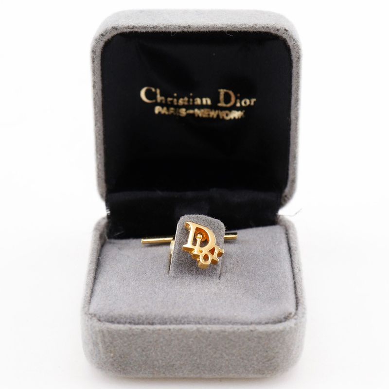 [dior] Christian Dior Tie Tack Logo Pin Brooch Gold Plated Men's Tie Pin