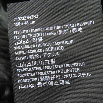 Balenciaga 719232 Faux Fur Large Shawl With Logo Tag And Hood Black 156 X 48cm