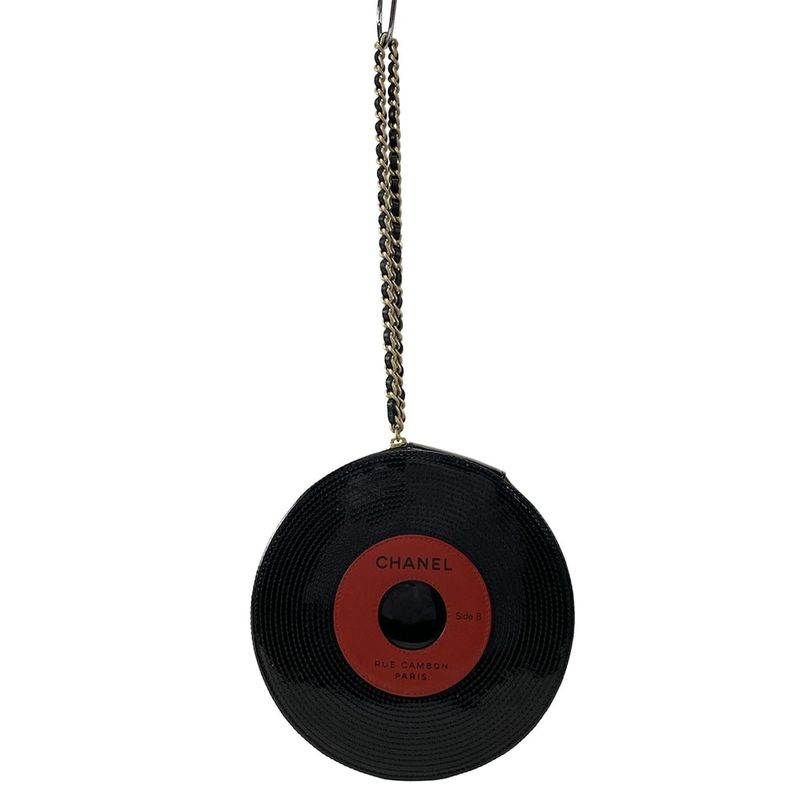 Chanel Clutch Bag Record Black×red Leather