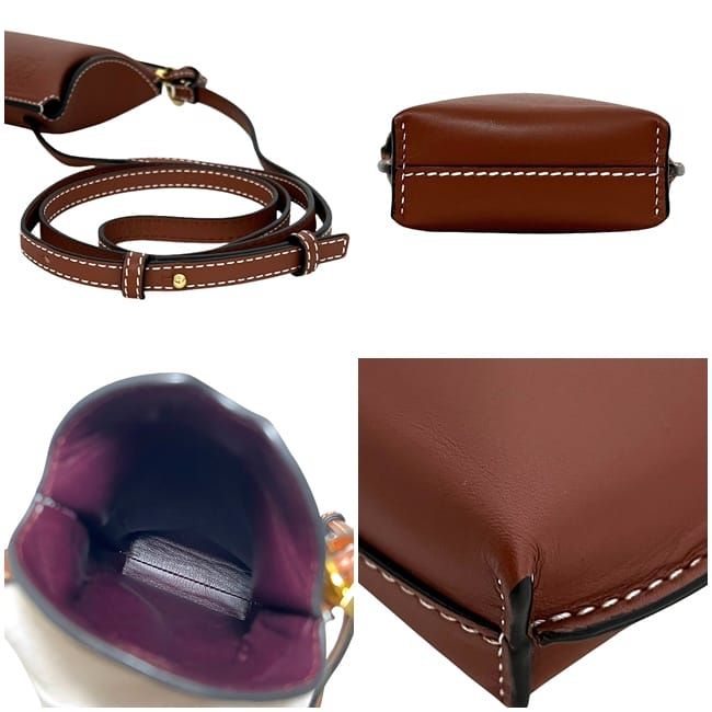 Loewe Shoulder Bag Phone Shoulder Brown Gate Open