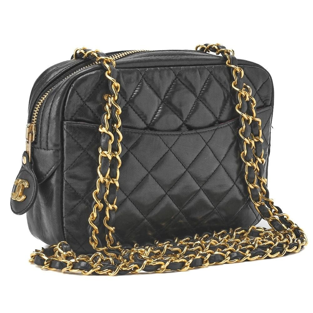 CHANEL Vintage Matelasse Lambskin Leather Quilted Shoulder Bag Chain