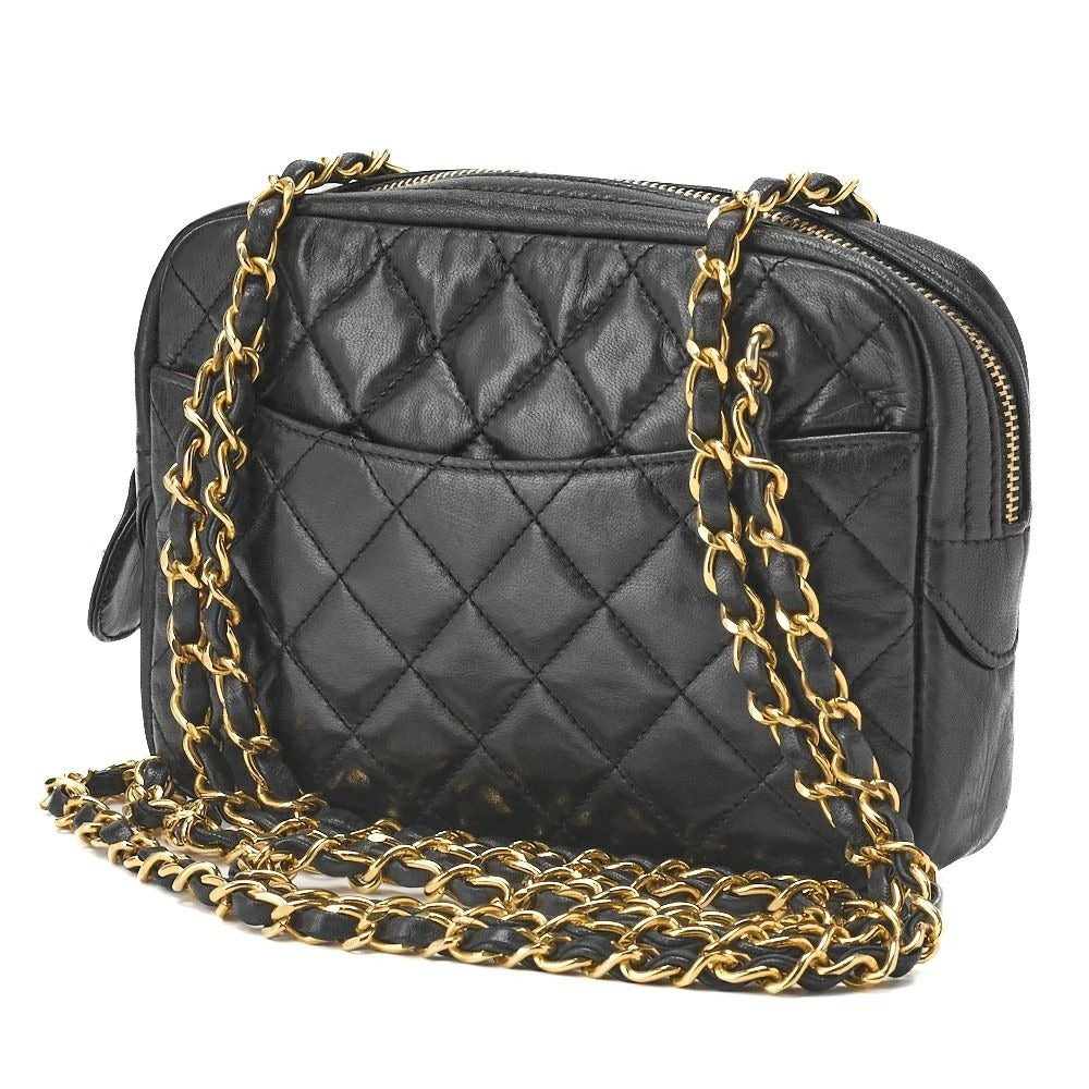 CHANEL Vintage Matelasse Lambskin Leather Quilted Shoulder Bag Chain