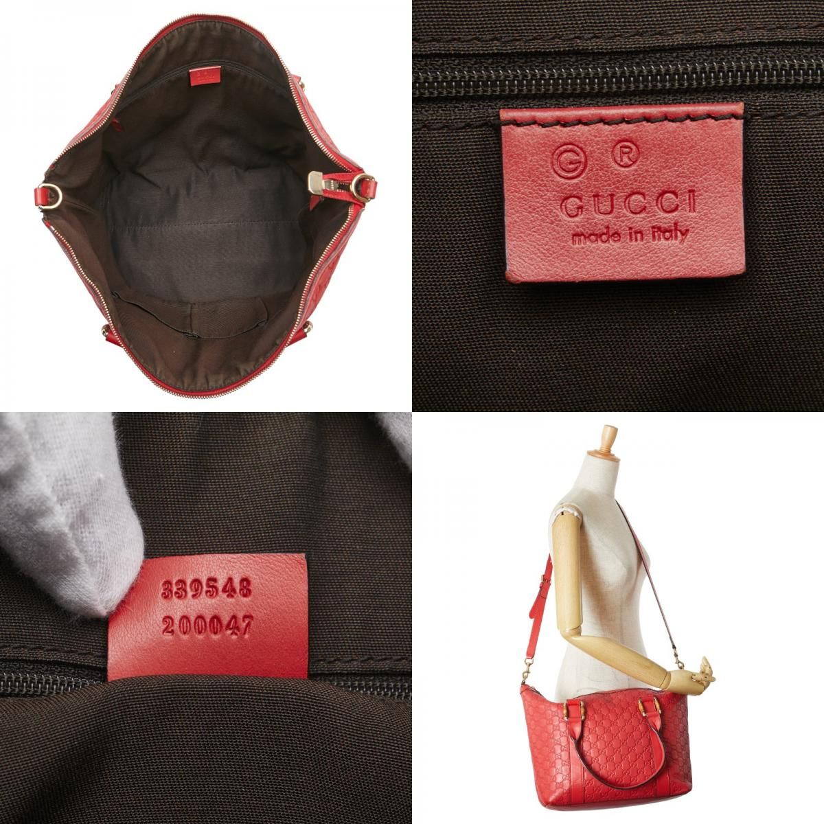 Guccissima Bamboo Handbag Shoulder Bag 2WAY 339548 Red Leather Ladies Gucci