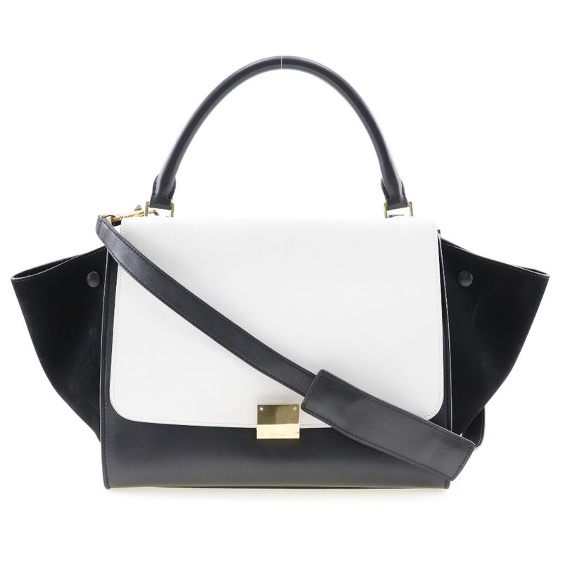 Celine Trapeze Medium 1695430ta Calf And Suede Black/white Ladies Handbag