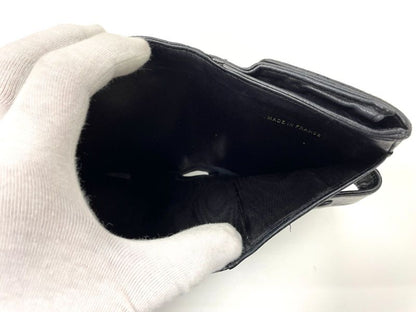 Chanel Coco Mark W Hook Lambskin Bifold Compact Wallet Black Made In France