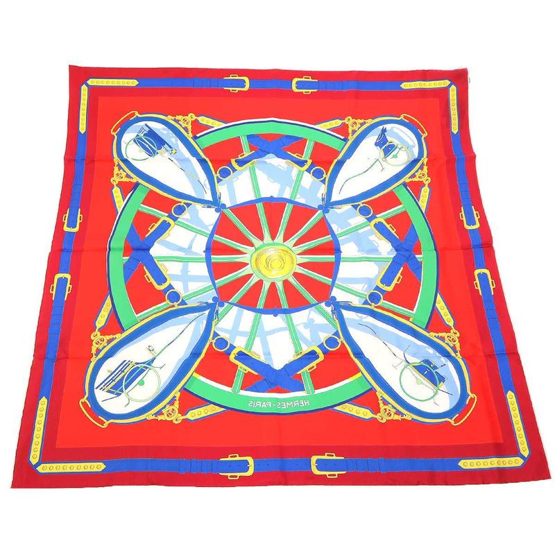 Hermes En Roue Libre Scarf 90 Carré 90 Silk Shawl Reddish 90