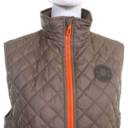 Hermes 24SS 4e0267dr Logo Rubber Patch Zip Up Quilted Vest Brown Orange 36 Made