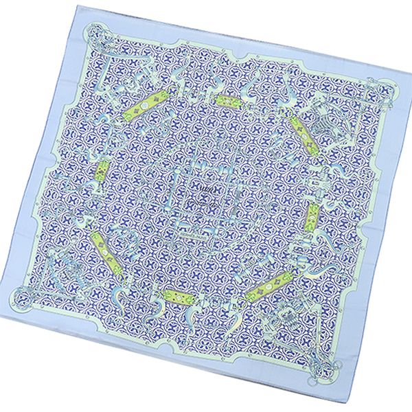 Hermes Shawl Carre 140 Carre Cashmere Silk Blue and Green [mors Etgourmettes