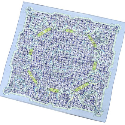 Hermes Shawl Carre 140 Carre Cashmere Silk Blue and Green [mors Etgourmettes