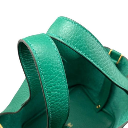 Hermes Handbag Picotin Lock PM W Engraved Taurillon Clemence Vertigo Green Gold