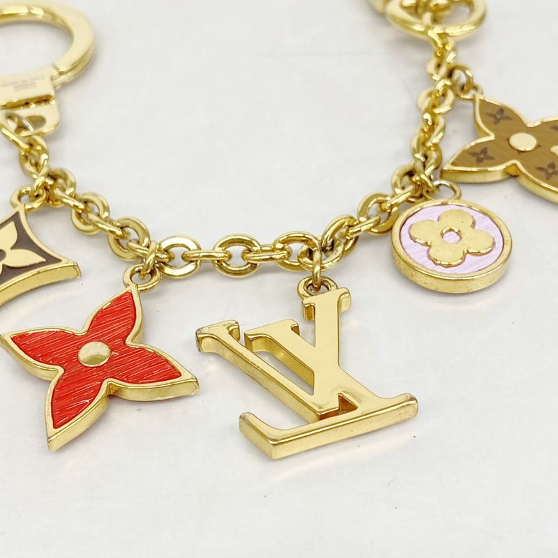 Louis Vuitton Key Holder Chain Spring Street M00540 Gold Multicolor Women's