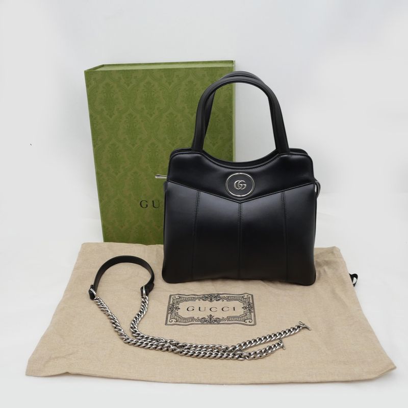 Gucci Petit GG Small Hand Bag 745918 Black 2way Chain Shoulder -
