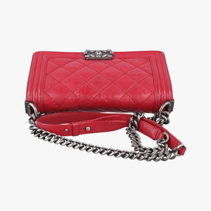 Chanel Boy Chanel Red Leather A9210518893037