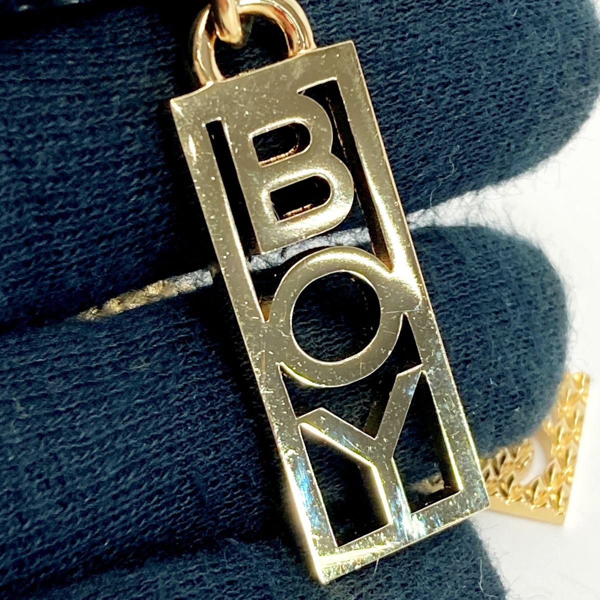 Chanel Boy Chanel Plate Long Necklace Ab7909 Gold GP Rhinestone Boy