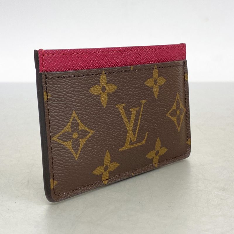 Louis Vuitton Card Case Monogram Porte Carthusanple M60703 Brown Fuchsia Ladies