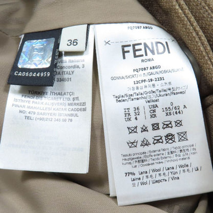 Fendi Fq7097 Wool Silk Leather Use FF Calligraphy Button Trapezoid Skirt Mini