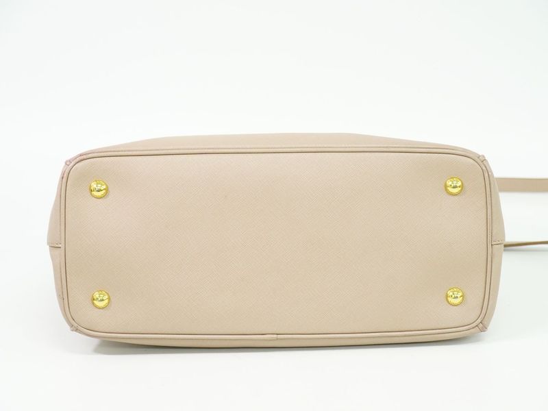 Authentic Prada Leather 2WAY Shoulder Bag Handbag Pochette Pink Beige Bag