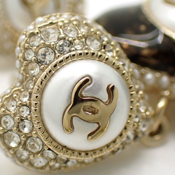 Chanel Earrings Ab9394 Heart B22 B Coco Mark Fake Pearl Rhinestone With Box