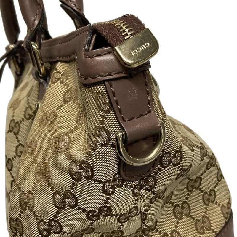 Gucci Handbag Sookie GG Pattern 247902 Beige Dark Brown And Purple Leather