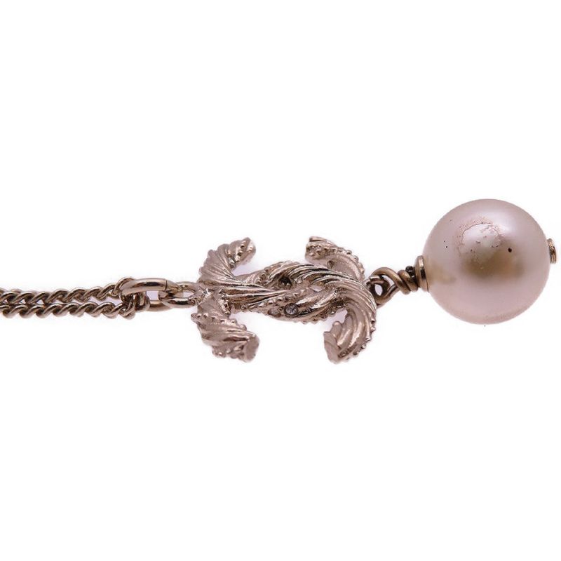 Chanel Coco Mark Faux Pearl B15V Necklace Rhinestone Metal Gold 1483 Chanel