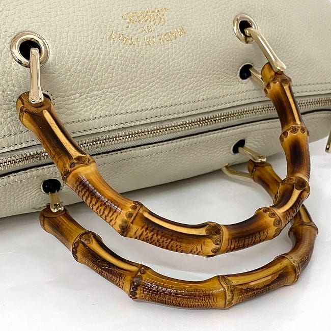 Gucci 2way Boston Bag White Bamboo 353124