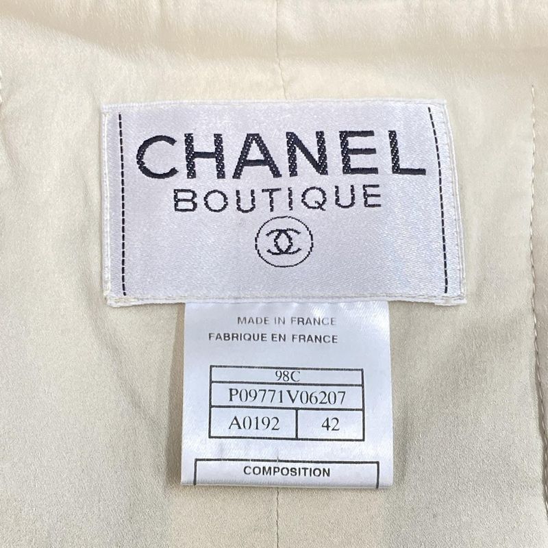 Chanel Jacket Size 42 L Women's P09771 Black And Ivory Tweed / Long Sleeves /