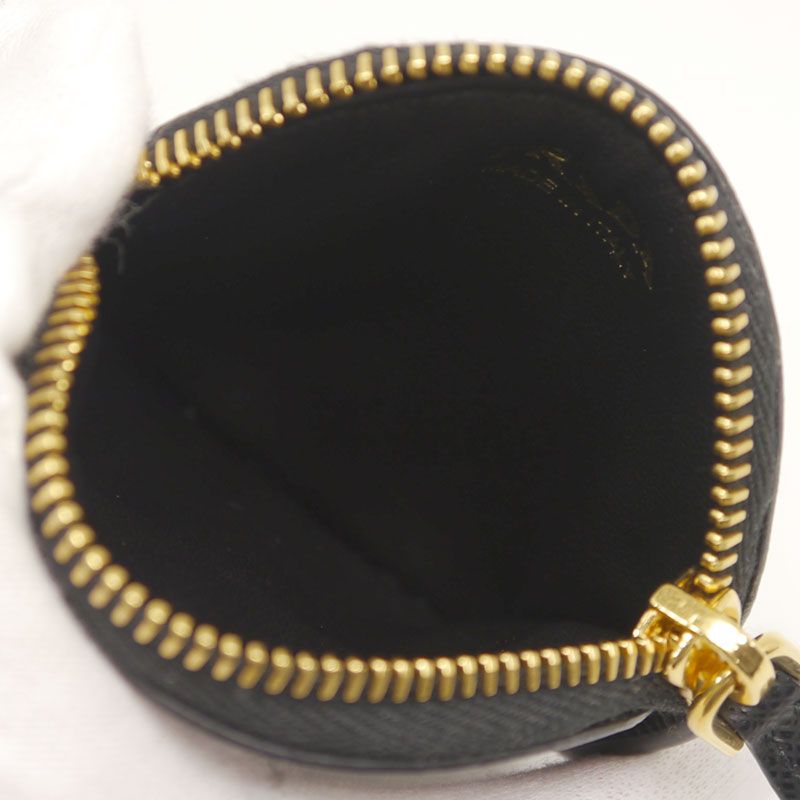 Prada Saffiano Round Coin Case Coin Purse Round Black