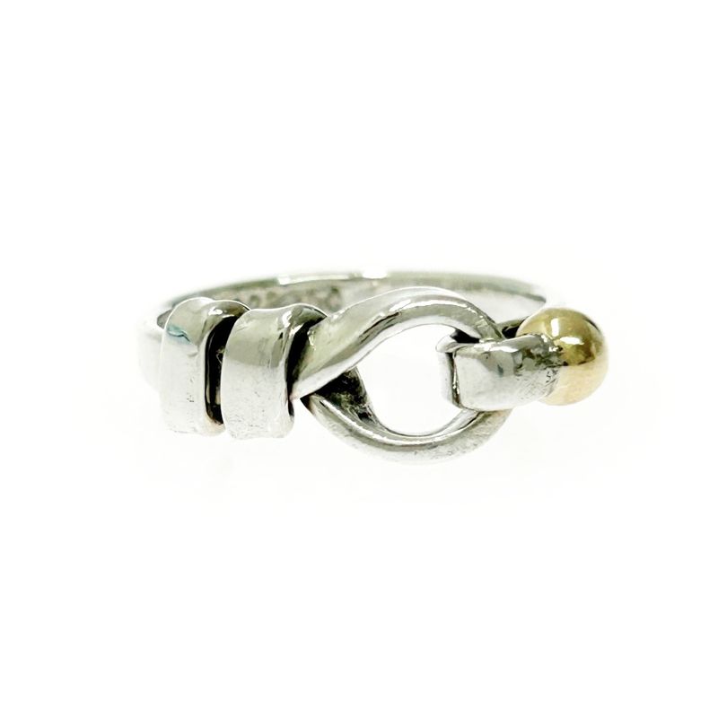 Tiffany & Co Tiffany & Co Silver Gold Hook & Eye Ring 2.7g 925 750 Engraved