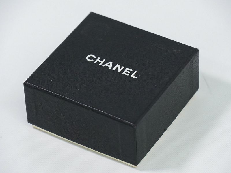 Authentic Chanel Logo Faux Pearl Earrings GP Gold Plated White Accessories