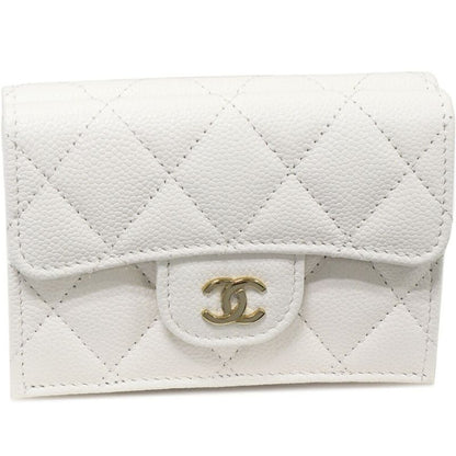 Chanel Trifold Wallet With Coin Purse Classic Small Flap Wallet Grained Shiny