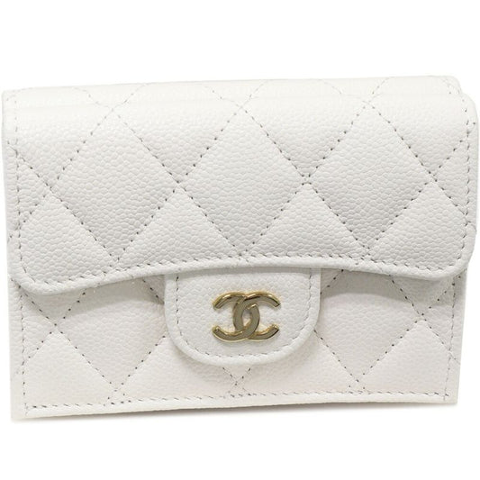 Chanel Trifold Wallet With Coin Purse Classic Small Flap Wallet Grained Shiny