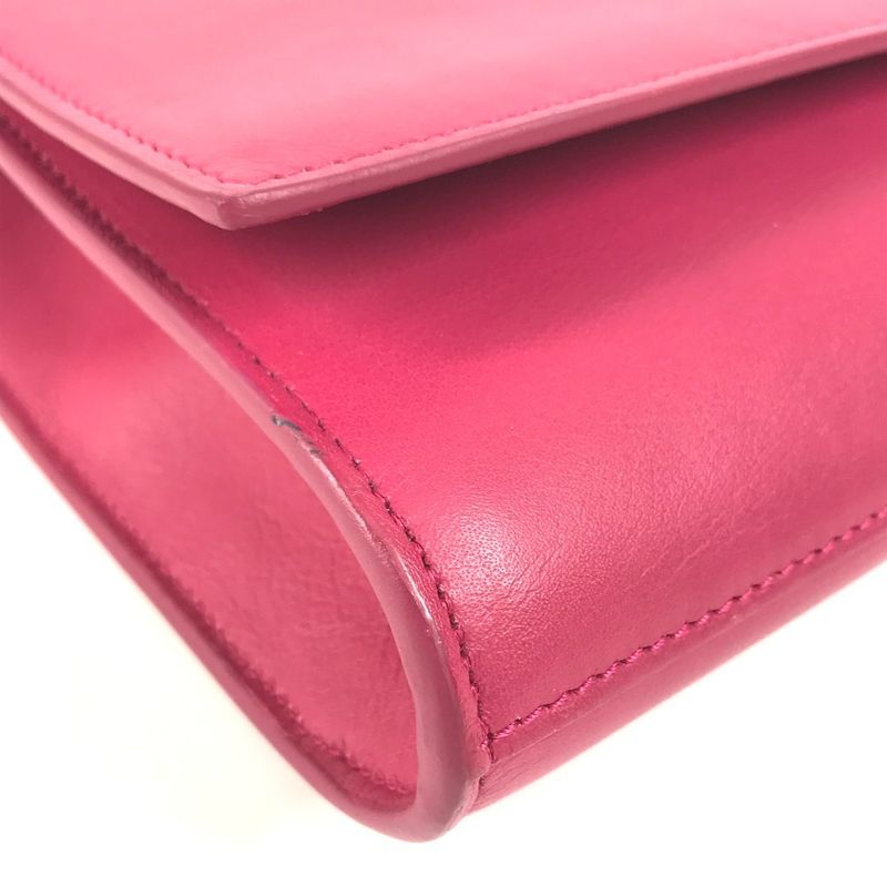 Saint Laurent Clutch Bag Logo Flap 311213 Leather Pink