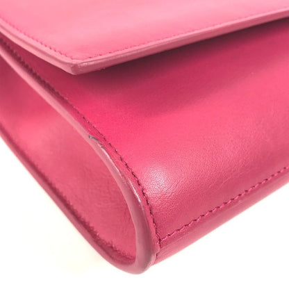 Saint Laurent Clutch Bag Logo Flap 311213 Leather Pink