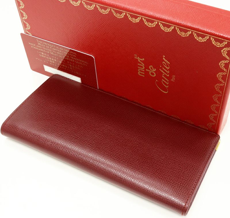 Cartier Long Billfold Without Coin Purse Mastline Billfold Calf Bordeaux