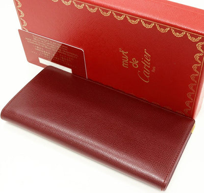 Cartier Long Billfold Without Coin Purse Mastline Billfold Calf Bordeaux