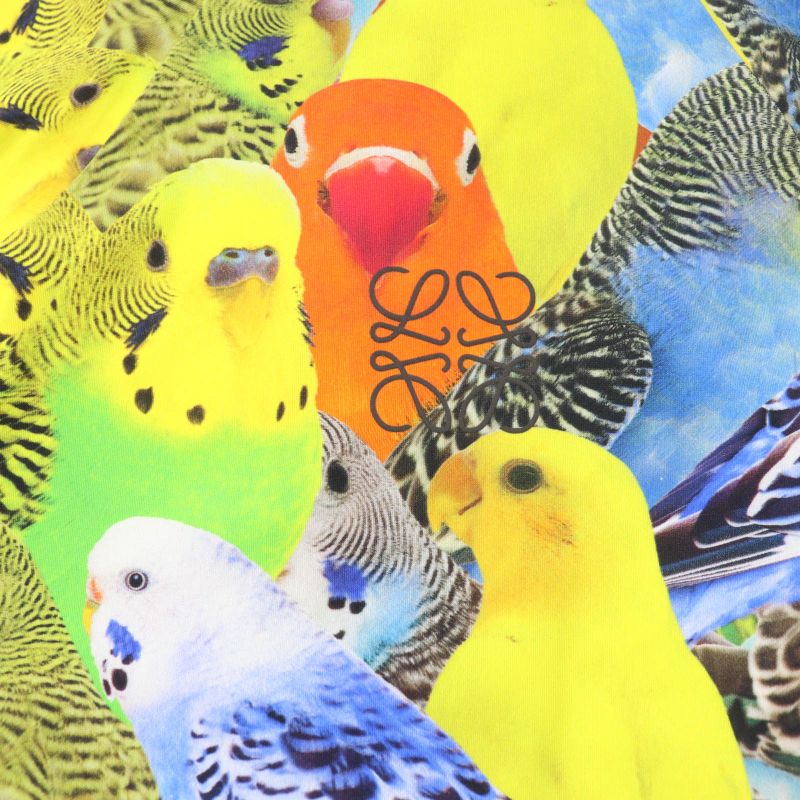 LOEWE S359y02x58 Parrot Print Zip Top Anagram Logo Long Sleeve Top Multicolor