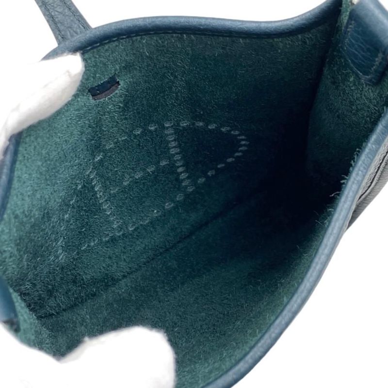 Hermes Shoulder Bag Evelyn TPM Z Engraved Taurillon Clemence Vert Chypre Green