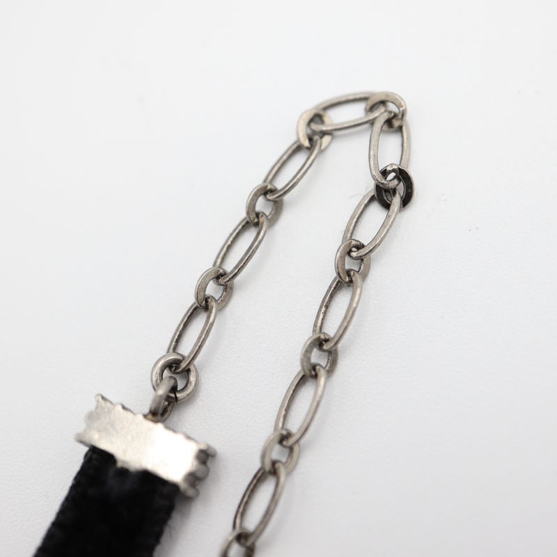 Christian DIOR Choker DIOR Rhinestone Velour Black Ladies With Box Yo649