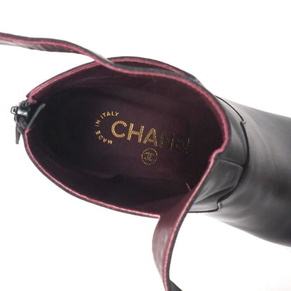 Chanel Boots Size 36 1 2 C Coco Mark CC Logo Short Strap High Heel Bicolor