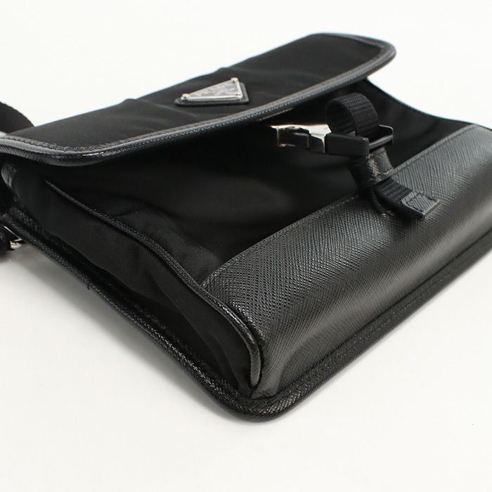 Prada 2zh108 Crossbody Shoulder Bag Nylon Saffiano Leather Men's